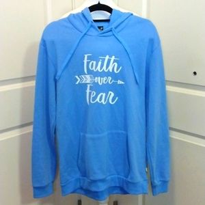 T Stars Large "Faith Over Fear", hoodie, NWOT, front pocket